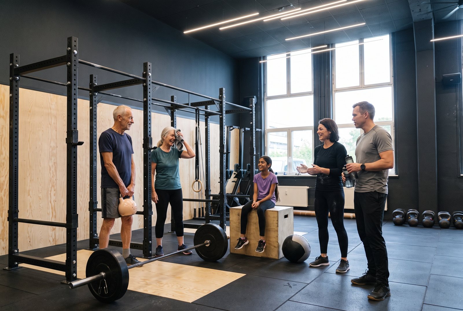Drei Generationen beim gemeinsamen Training im Open Gym von CrossFit Icke in Berlin-Schöneberg